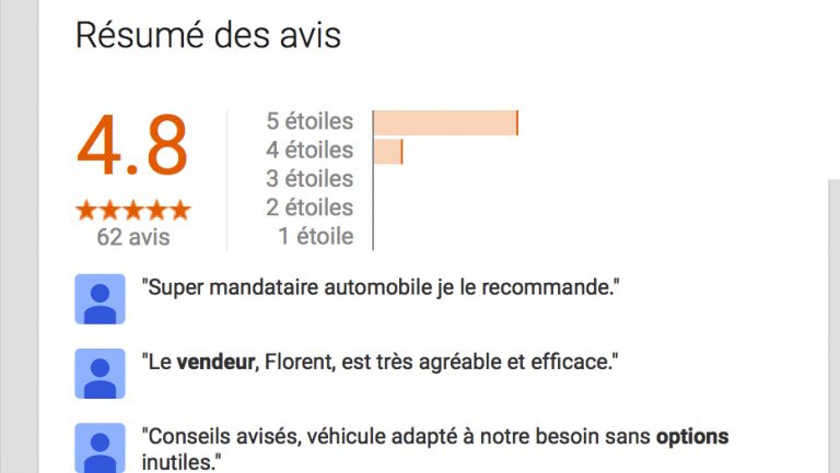 AVIS CLIENTS : 5 ETOILES POUR LYON'S AUTOMOBILES